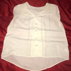 Cream v-neck button up